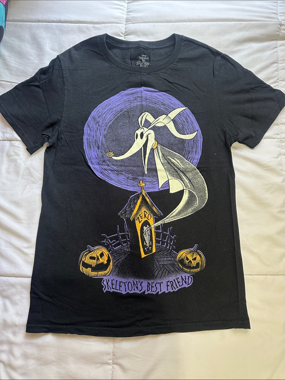 Disney Black The Nightmare Before Christmas Zero Graphic Tee with Purple Moon